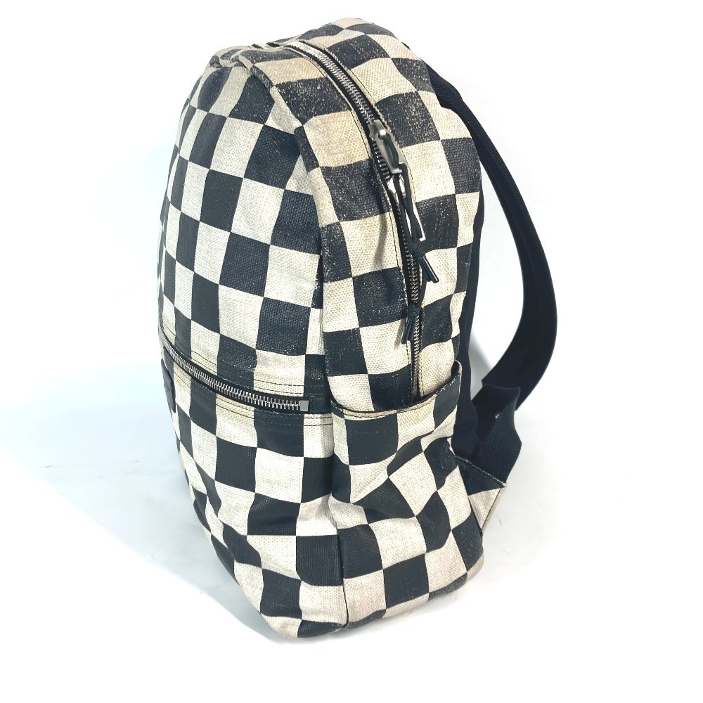 SAINT LAURENT PARIS Plaid Backpack Leather Canvas Beige - Picture 4 of 9